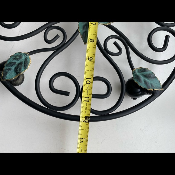 Black metal rolling plant stand. 12 inch diameter - Picture 6 of 8